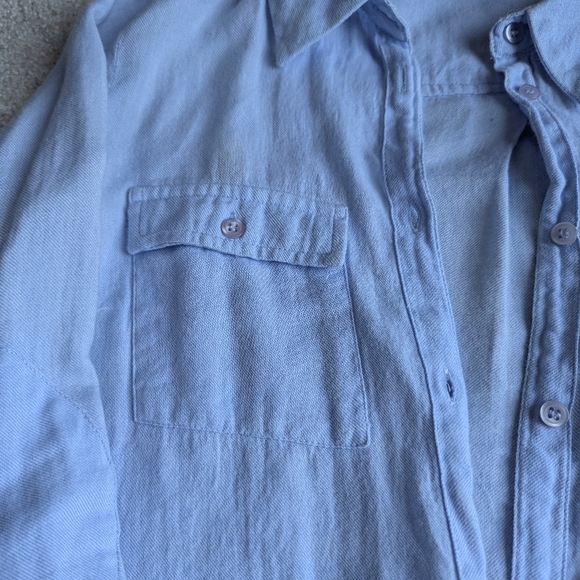 Light Blue Button-Up Women Cotton Shirt - Picture 3 of 5